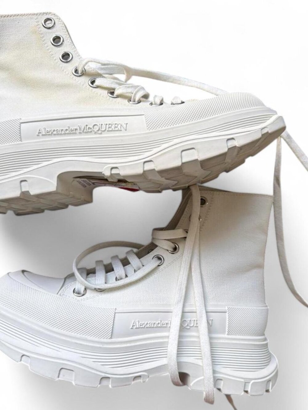 Alexander McQueen Tread Slick High-Top Sneakers – White – Size 37.5 – New Brand